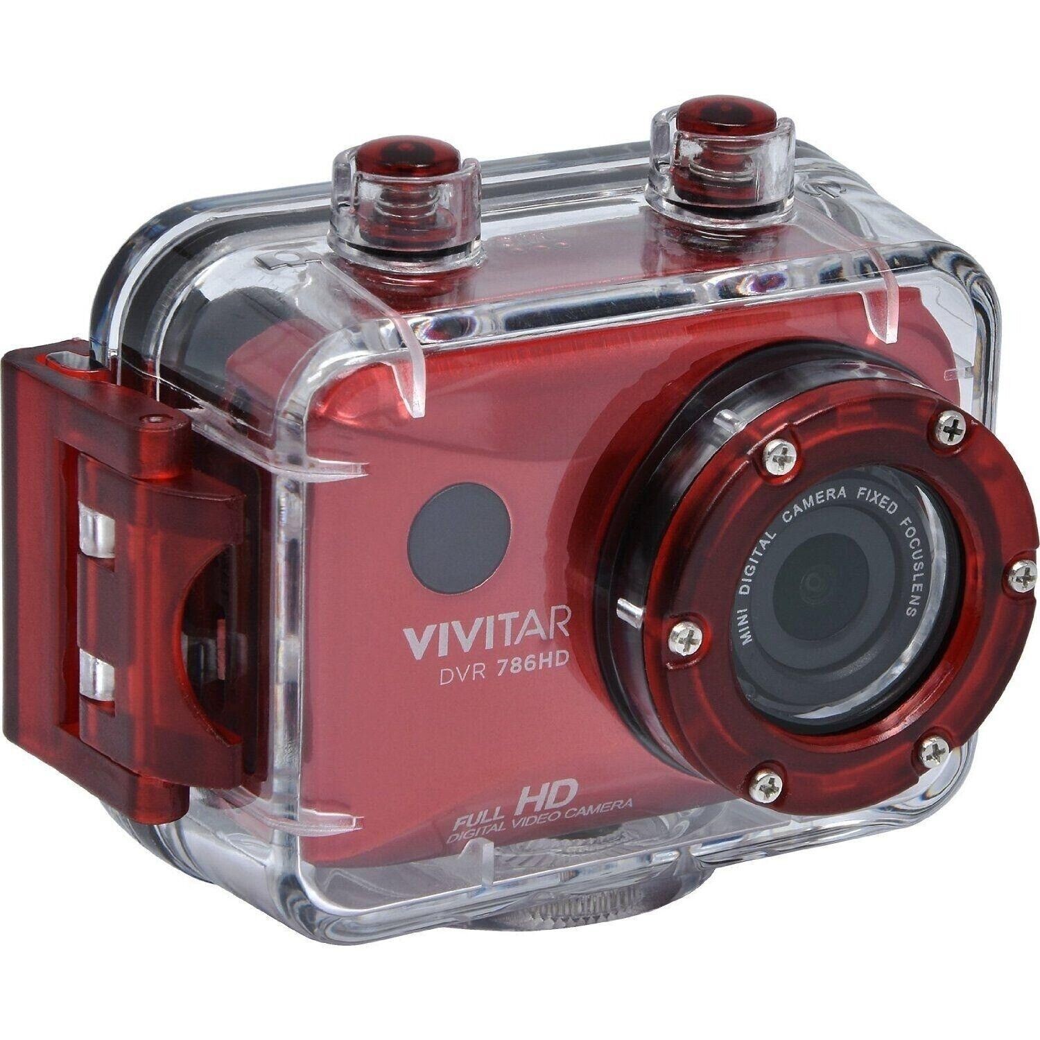 VIVITAR Full HD 1080p Action Cam DVR786HD 60FPS 12 Megapixel Waterproof Case Red