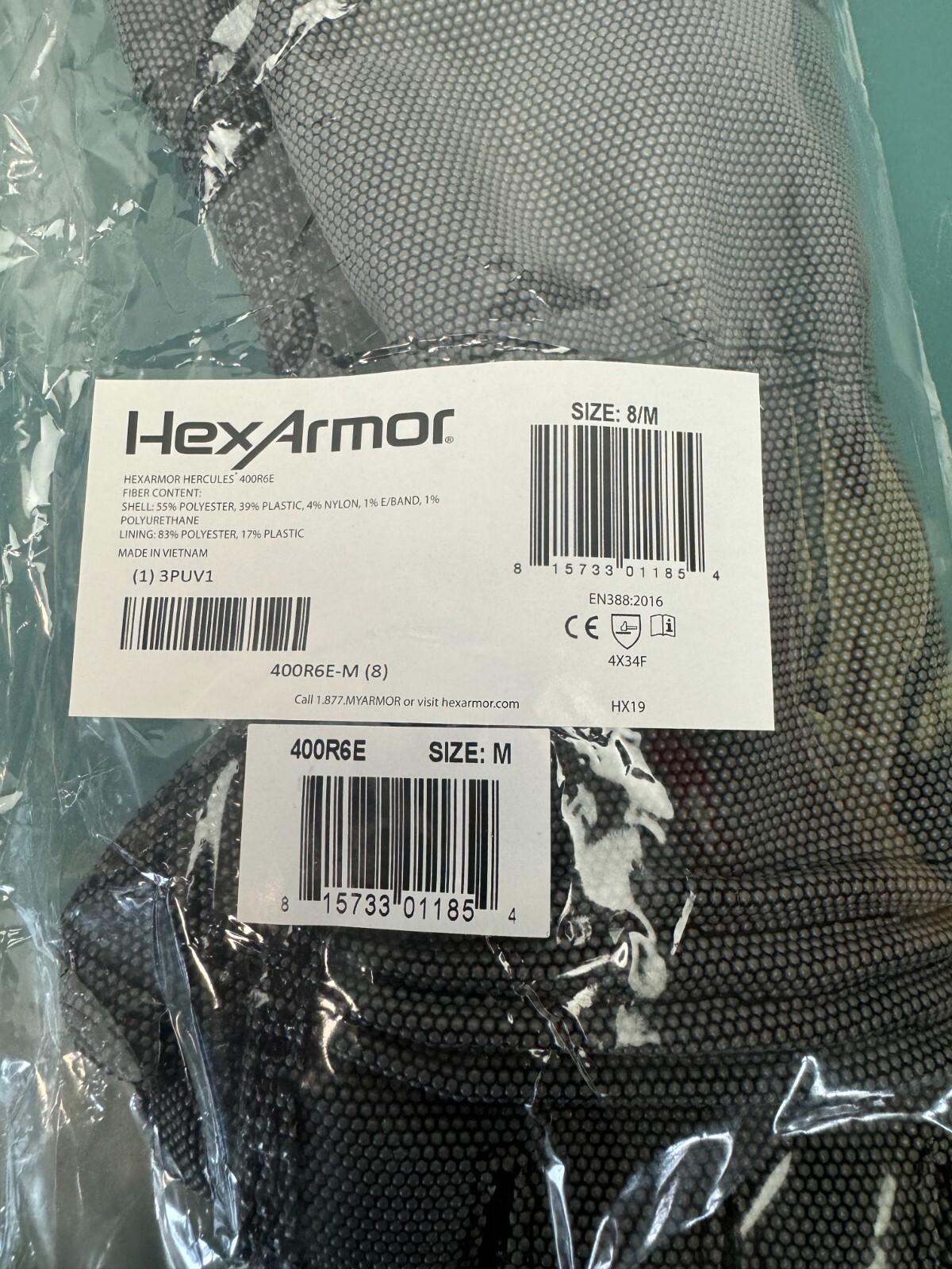 HexArmor® Hercules® 400R6E cut and puncture protection glove PAIR Medium size 8 - Image 4
