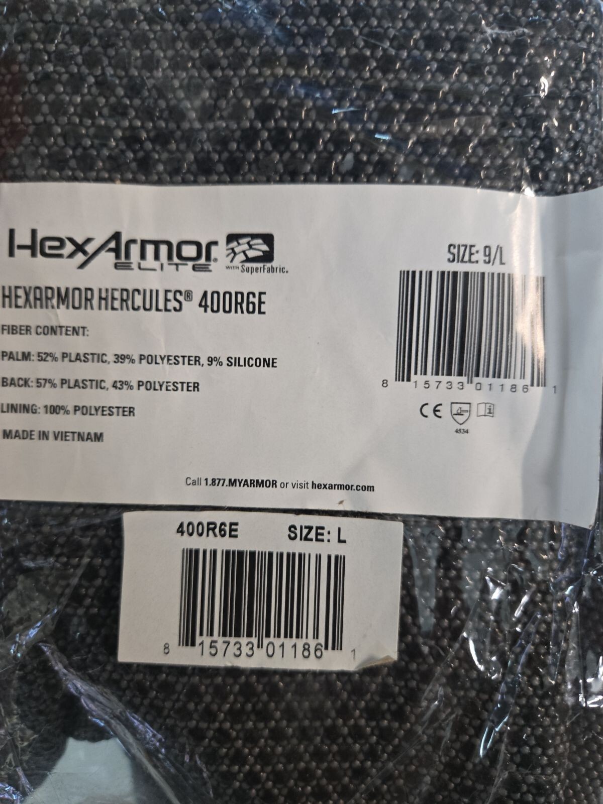 HexArmor® Hercules® 400R6E cut and puncture protection glove PAIR Large size 9 - Image 3