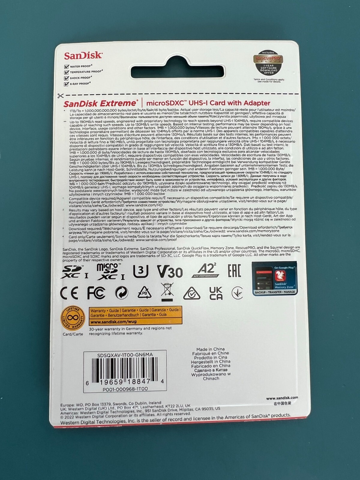 SanDisk 1TB Extreme microSDXC UHS-I Memory Card w/ Adapter SDSQXAV-1T00-GN6MA - Image 2