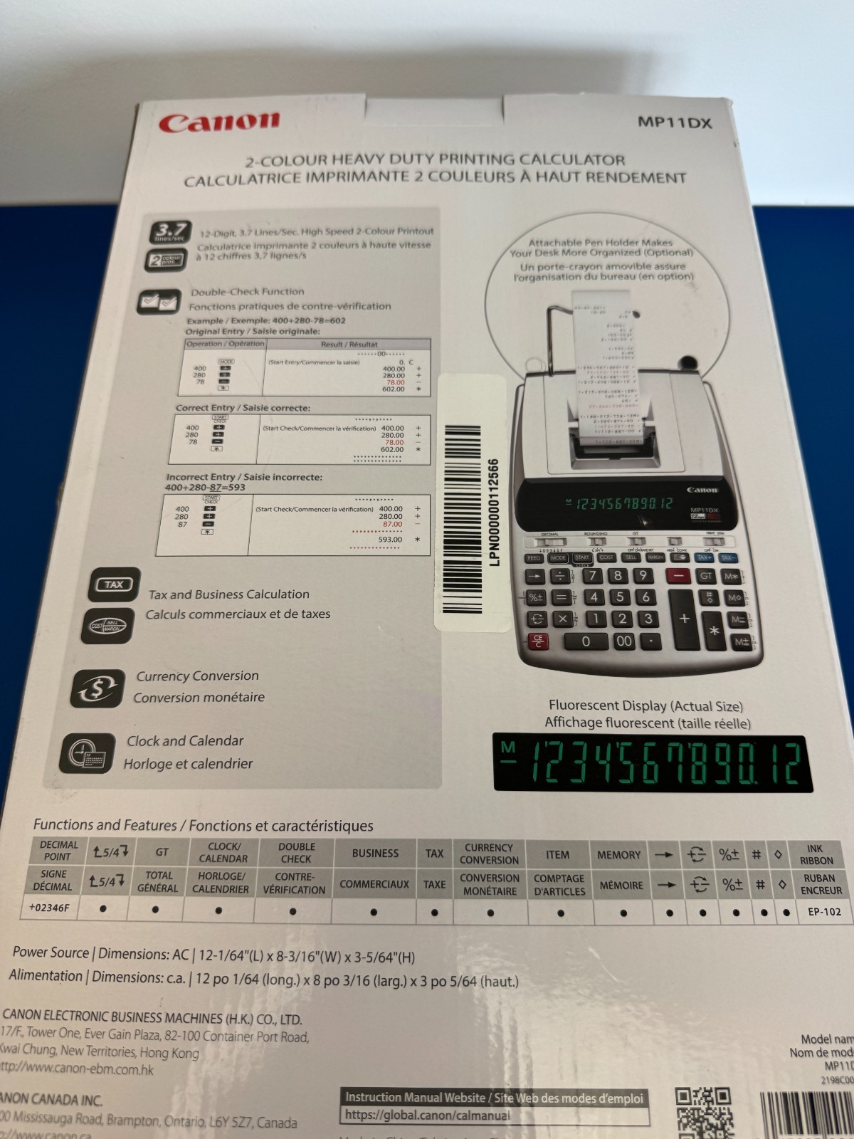 Canon MP11DX-2 Printing Calculator - Dual Color Print - Clock, Calendar, Date/Ti - Image 4