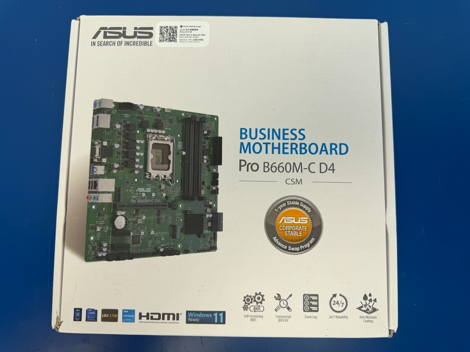 ASUS Pro B660M-C D4-CSM, LGA 1700 microATX Intel Motherboard