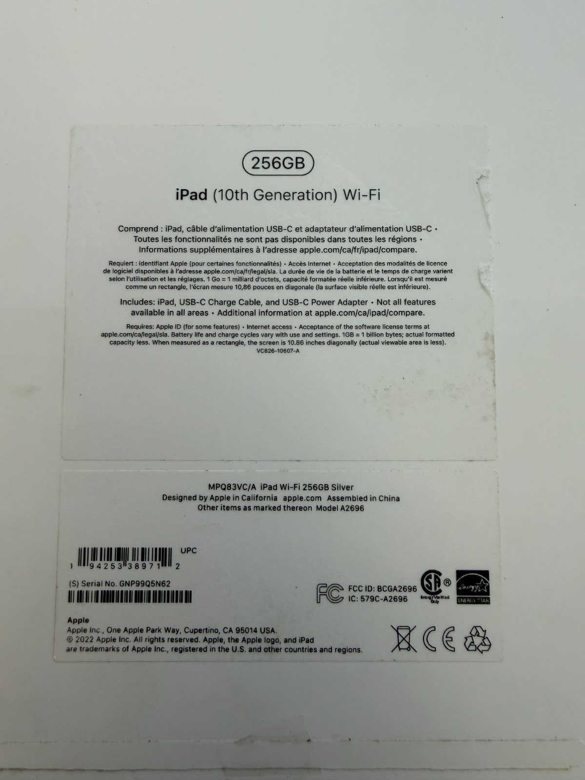 Apple iPad 10.9" (10th Gen) 256GB WiFi Silver MPQ83VC/A - Image 2