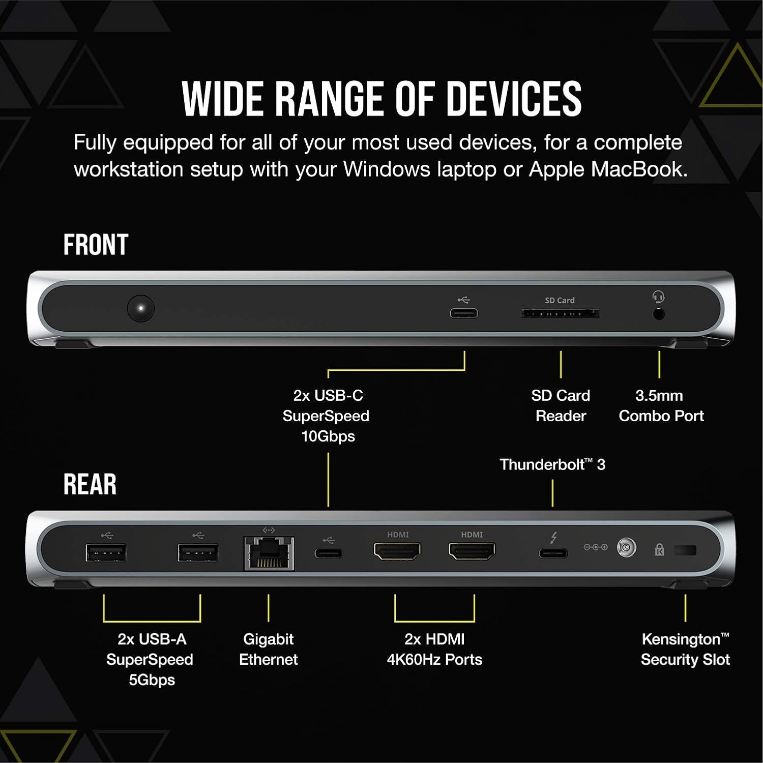 Corsair TBT100 - Thunderbolt™ 3 Dock – 85W charging, Dual 4k Grey 2x HDMI Output - Image 2