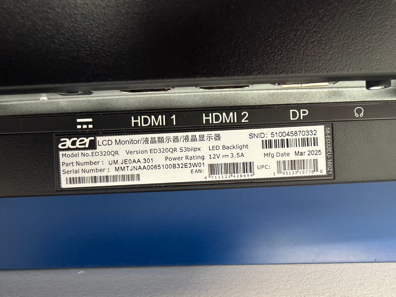 Acer Nitro 31.5 ED320QR 165Hz Full HD LCD Gaming Monitor FHD 1920x1080 mint - Image 9