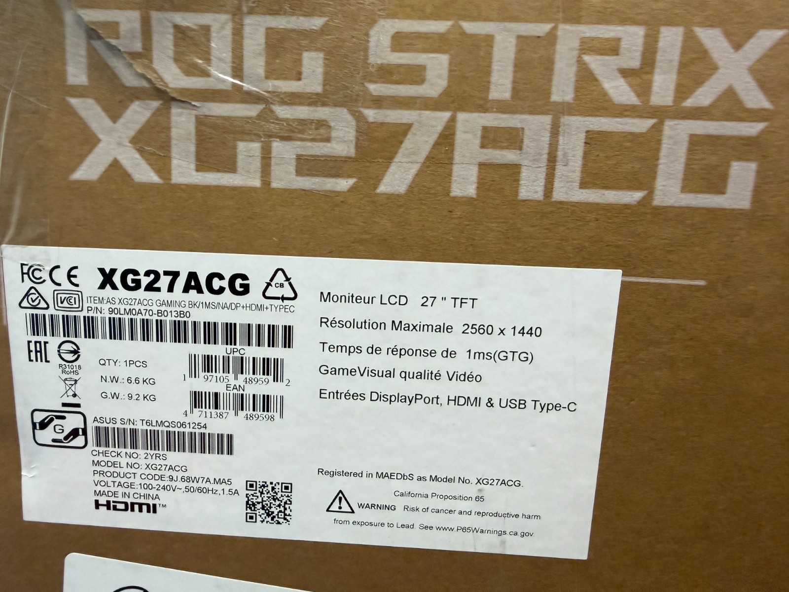 *READ* ASUS XG27ACG ROG Strix XG27ACG 27" 1440p USB-C HDR Monitor - Image 15