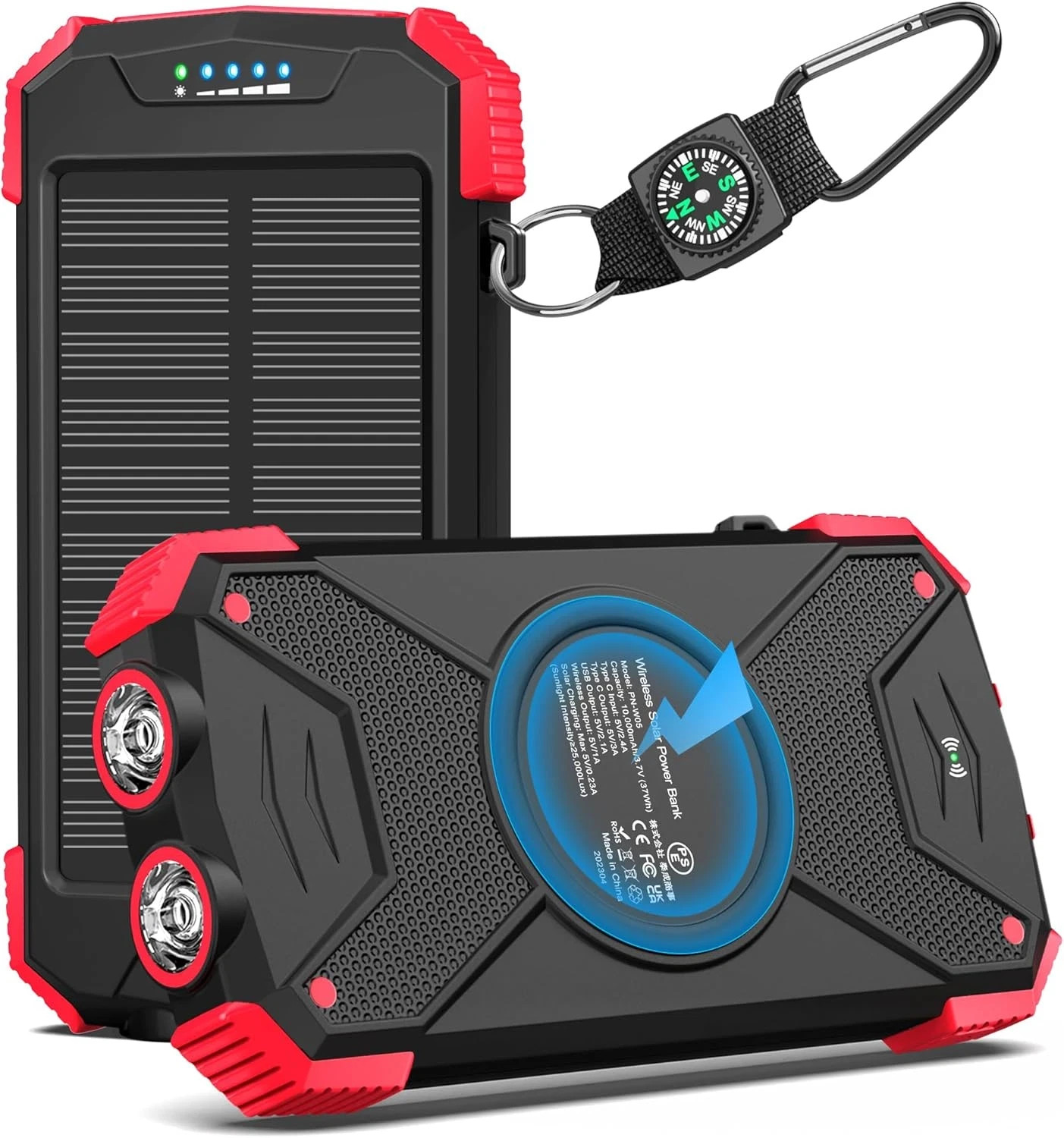 Power Bank Solar 10000mAh Charger Portable 20W USBC light Blavor