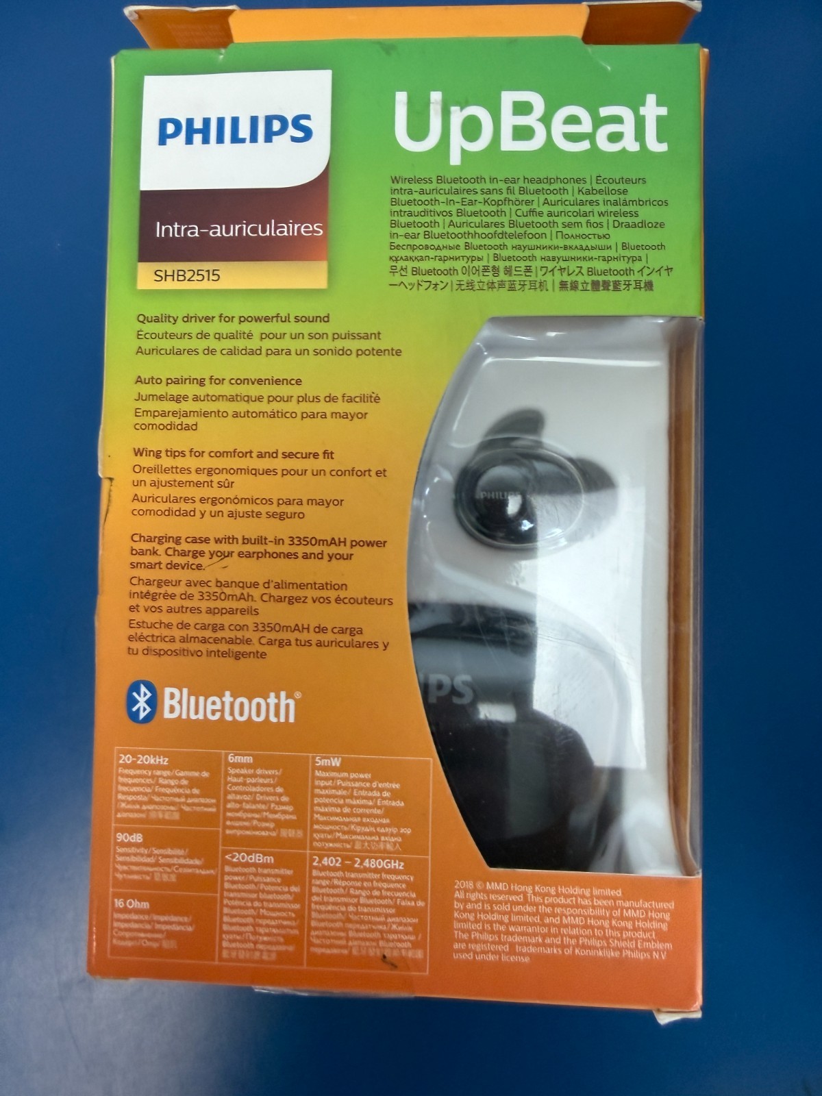 Philips Bluetooth Upbeat Earphones SHB2515BK/00 wireless earbuds - Image 2