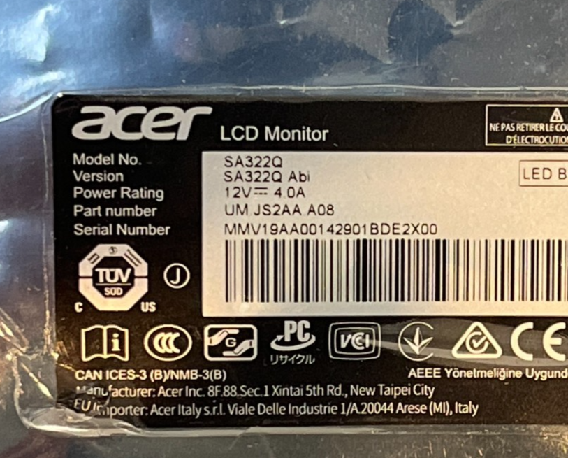 Acer SA2 SA322Q ABI Essential Monitor 31.5" MAIN BOARD BUTTON REPLACEMENT - Image 2