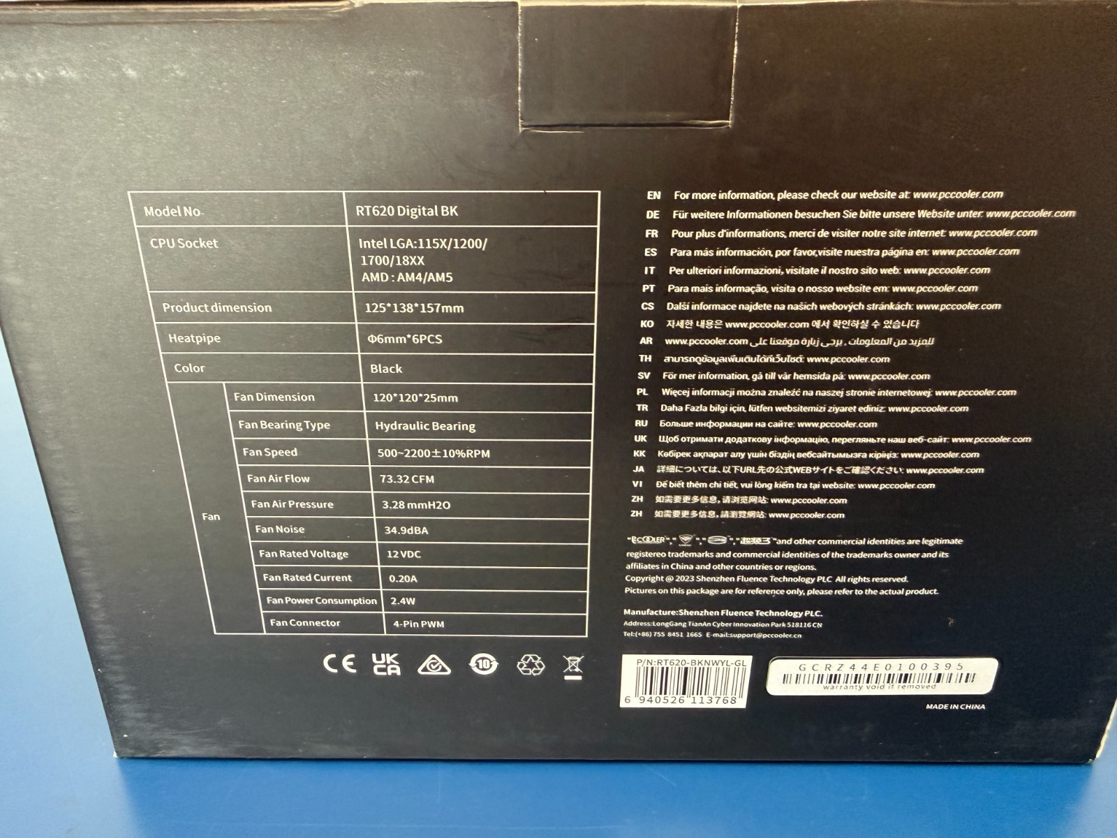 PCCOOLER RT620 Digital Black LGA 1700/1851/115X & AMD AM5/AM4 CPS Serie - Image 5