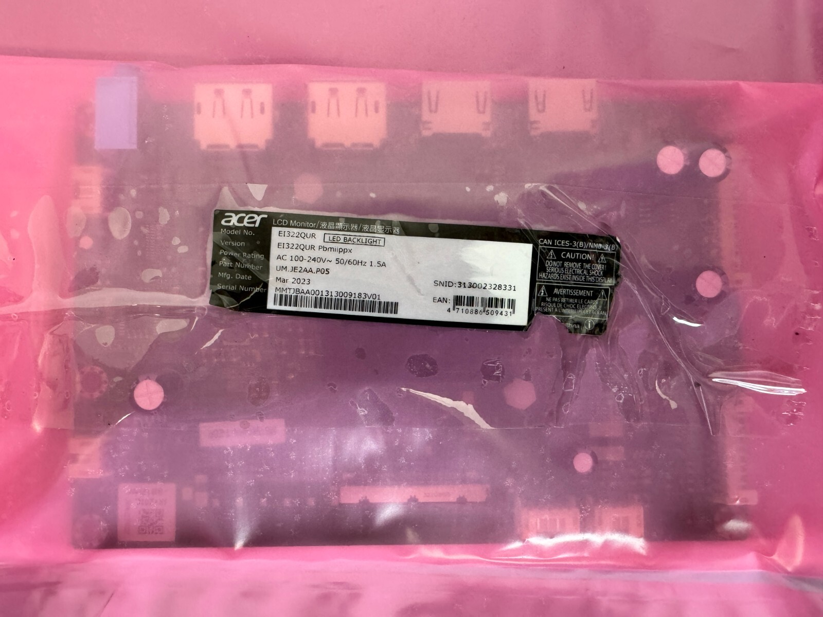 Original Acer monitor main circuit board, model: EI322QUR - Image 3