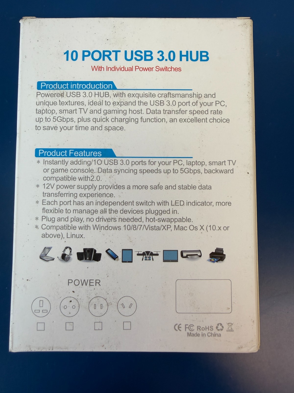 WLX-985A USB3.0 Hub 10 Port Splitter 5Gbps Data Transfer USB Hub Powered - Image 4