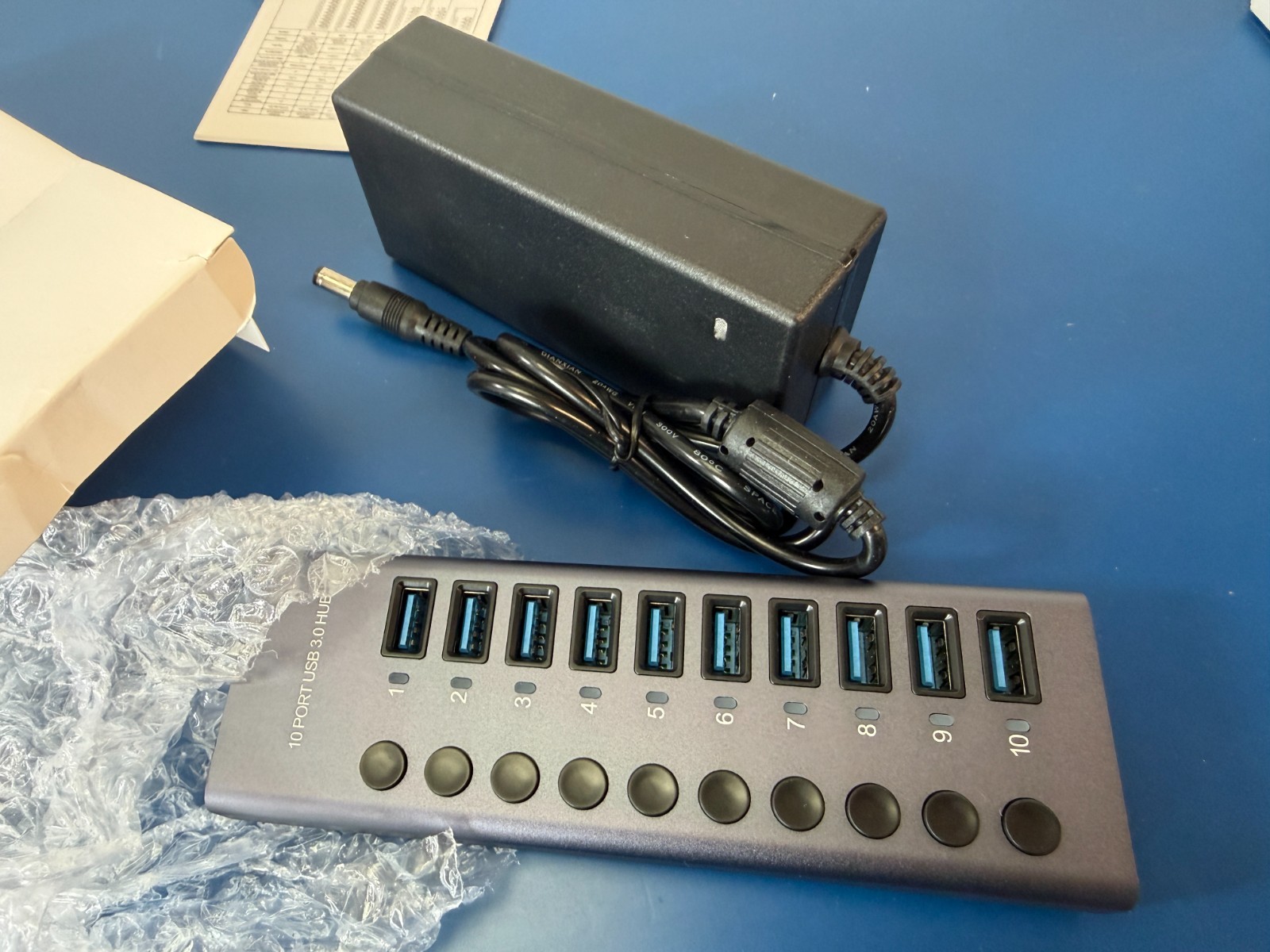 WLX-985A USB3.0 Hub 10 Port Splitter 5Gbps Data Transfer USB Hub Powered - Image 7