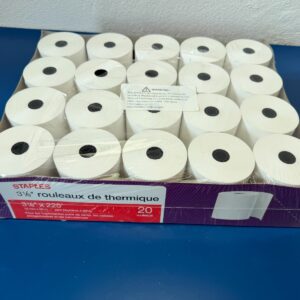 Staples 3 1/8" x 225' THERMAL POS RECEIPT PRINTER ROLL PAPER BPA FREE 20 pack