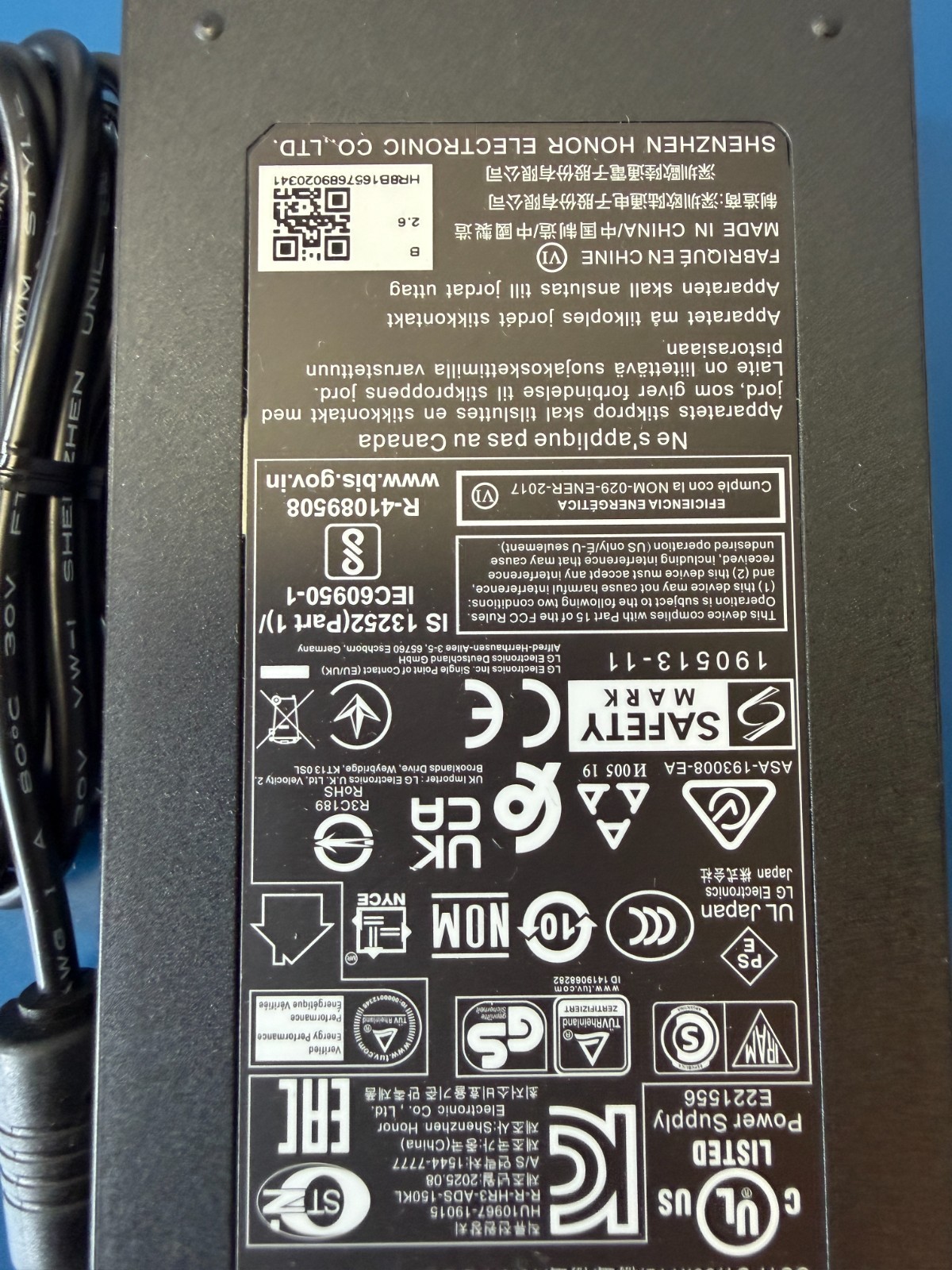 Original LG ADS-150KL-19N-3 190140E EAY65768902 19.0 V 7.37 A 140 W AC Adapter - Image 3