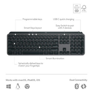 Logitech MX Keys S Wireless Illuminated Keyboard - Graphite