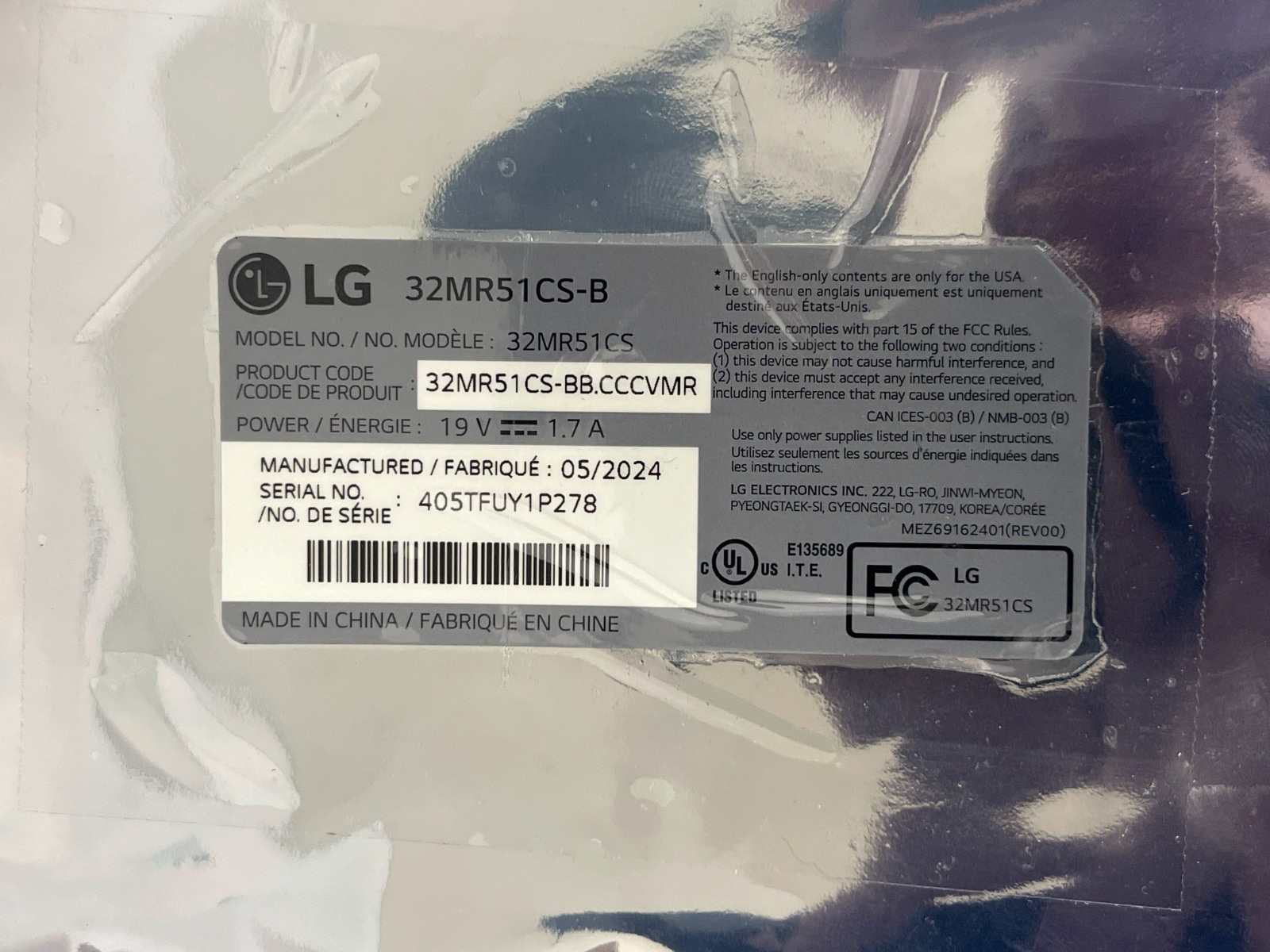 LG 32MR51CS-B 32MR51CS-BB.CCCVMR 32MR51CS REPAIR REPLACEMENT MONITOR - Image 2