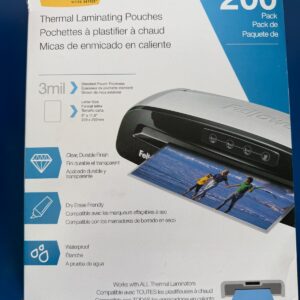 NEW Fellowes 200pk Thermal Laminating Pouches, Letter 3 Mil, 11-1/2" x 9"