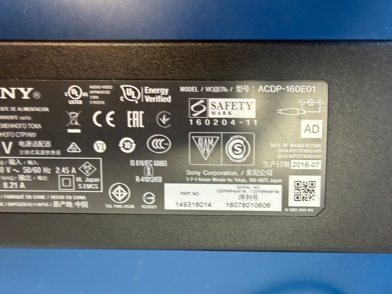 OEM Original Sony 19.5V AC/DC Adapter for Sony Bravia XBR-55X850D ACDP-160E01 TV - Image 4