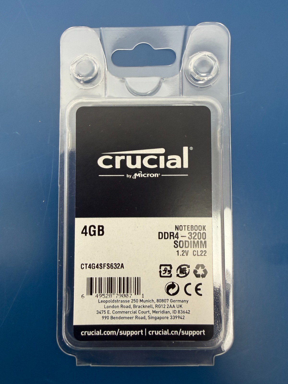 Crucial 4GB DDR4 3200MHz PC4-25600 Laptop SODIMM Memory Ram CT4G4SFS632A.4FE1