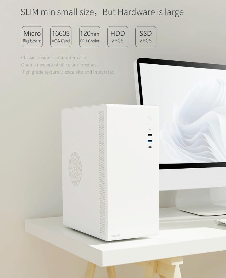 SOEYI V100 M-ATX/ITX Computer Case Pc Case Business Case with Spcc