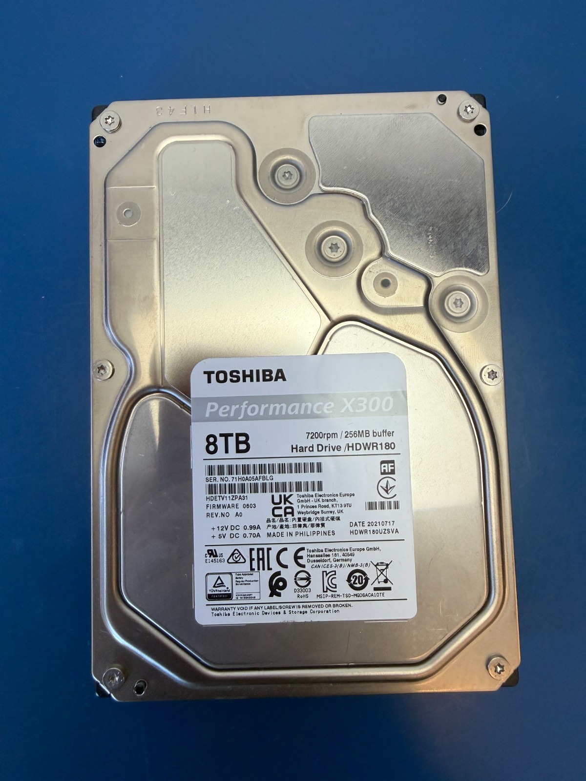 X300 HDWR180UZSVA P/N: HDETV11ZPA31 F/W: 0603 Toshiba 8TB Desktop HDD - Image 2