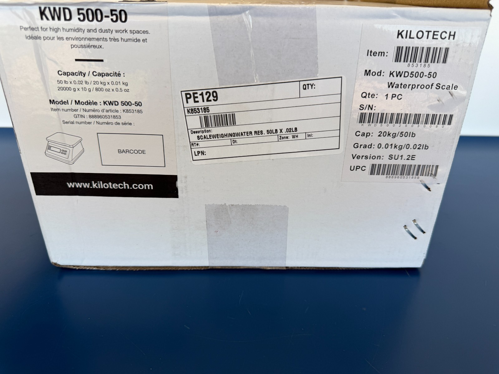 Kilotech KWD 500-50 50 lb x 0.02 lb Electronic Weighing Scale K853185 - Image 2