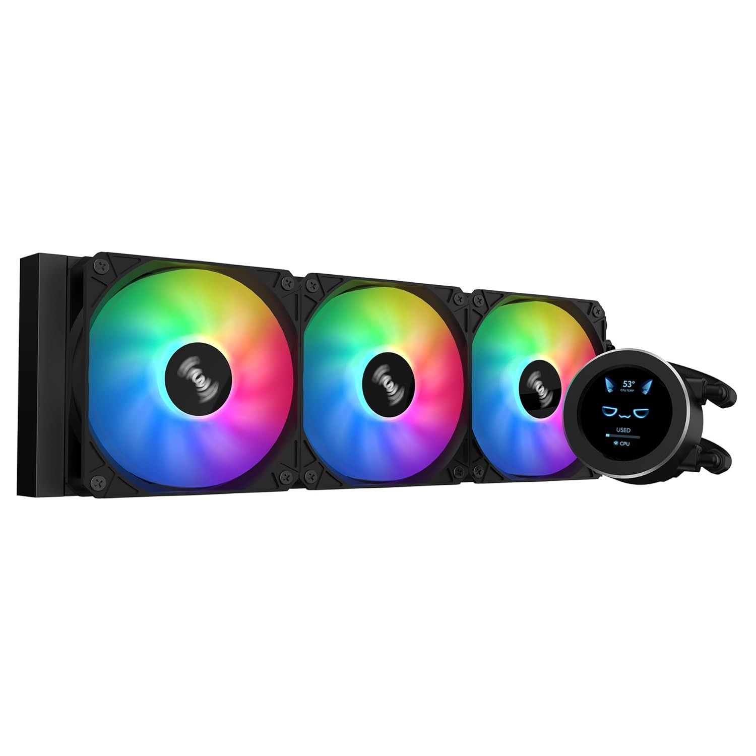 SAMA SM360 LD Black Adjustable Liquid Cooler LCD Display Screen with 3x120mm