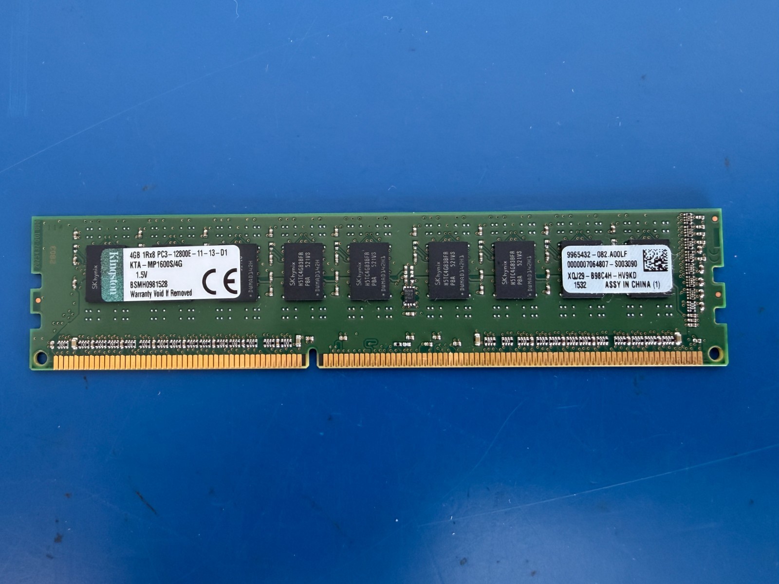 KINGSTON 4GB DDR3L-1600 ECC UDIMM KTA-MP1600S/4G Server Memory RAM