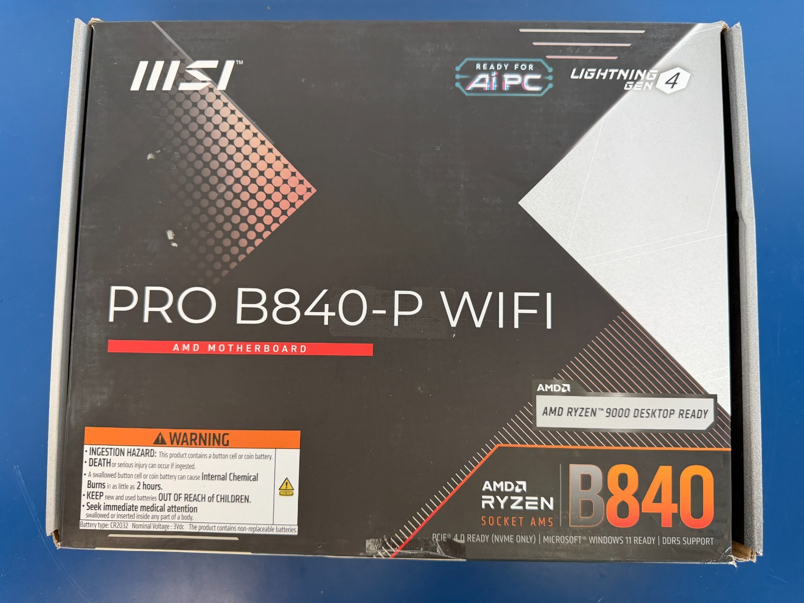 MSI PRO B840-P WIFI AMD B840 Socket AM5 DDR5 PROB840PWIFI ATX Motherboard