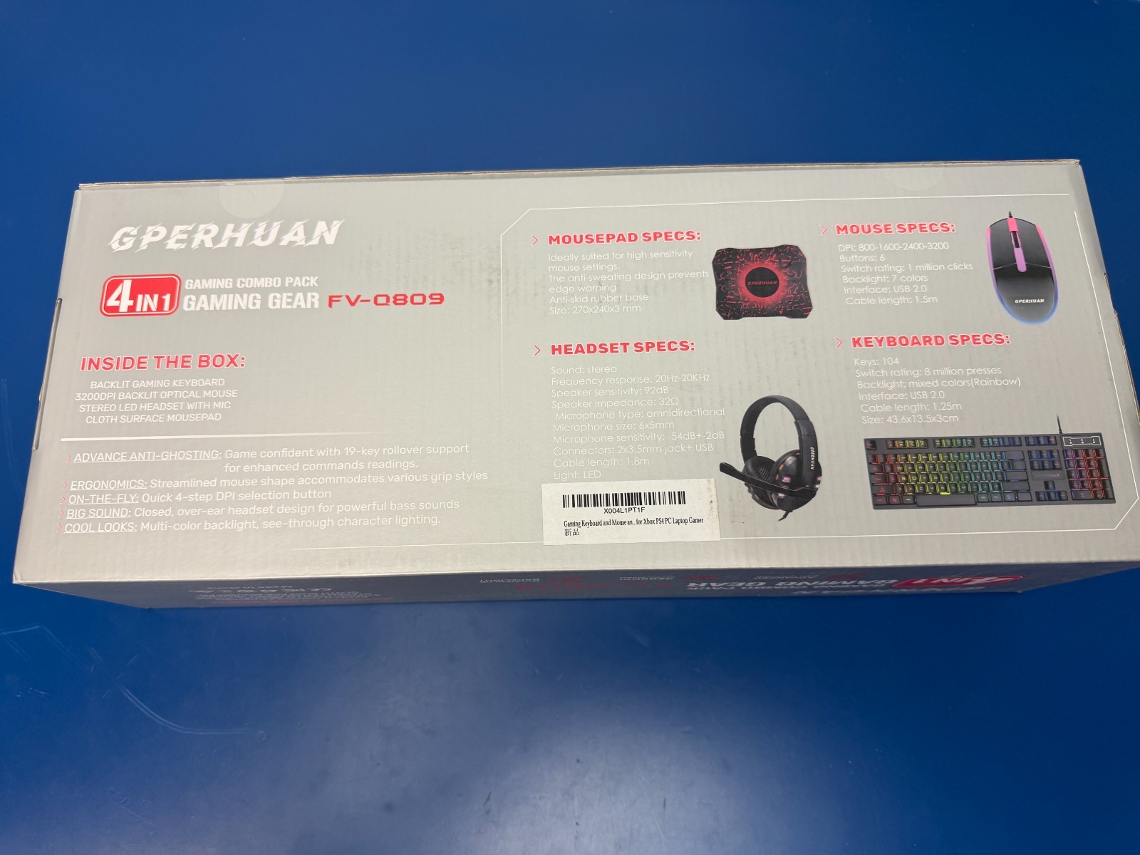 FV-Q809 keyboard mouse pad headset 4 in 1 Gaming RGB Combo Pack - Image 5