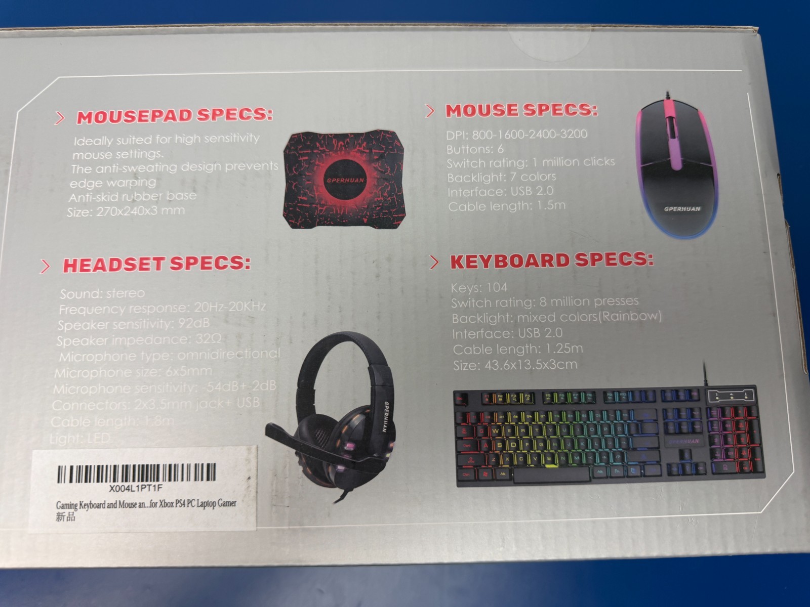 FV-Q809 keyboard mouse pad headset 4 in 1 Gaming RGB Combo Pack - Image 6