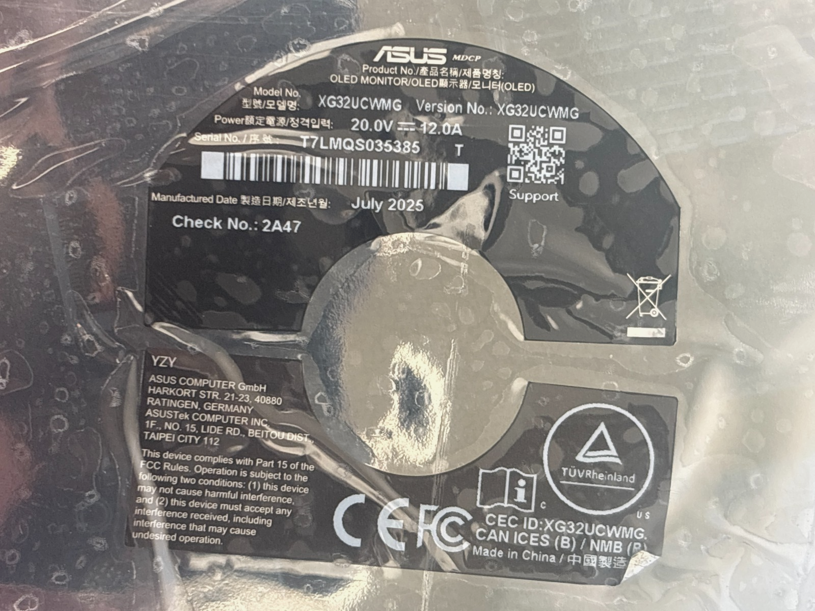 ASUS ROG STRIX OLED MONITOR XG32UCWMG MAIN BOARD T-CON REPAIR REPLACEMENT - Image 2