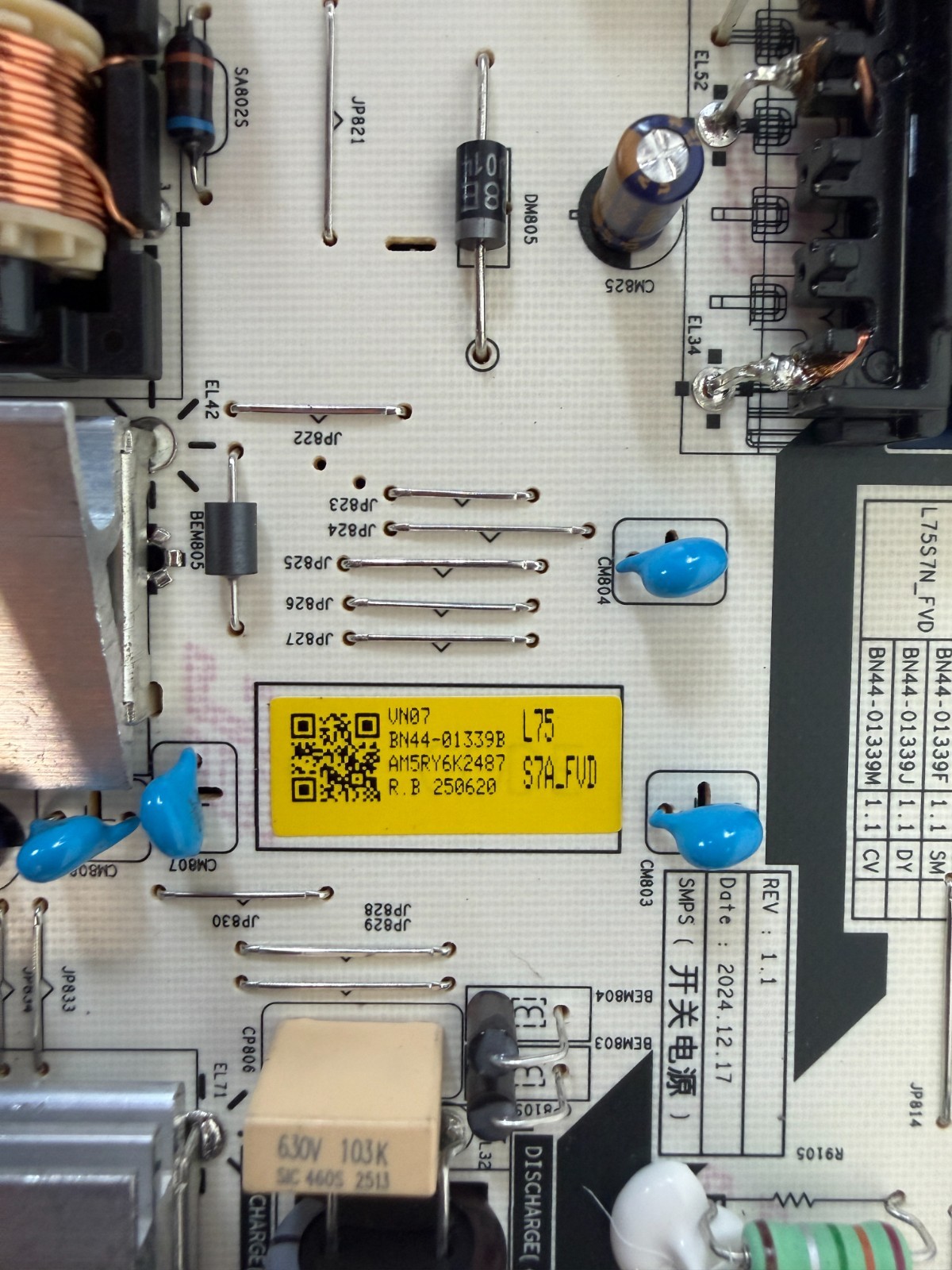 BN44-01339B Samsung PSU Board for Television power supply BN44-01339 UN75U7900FF - Image 4