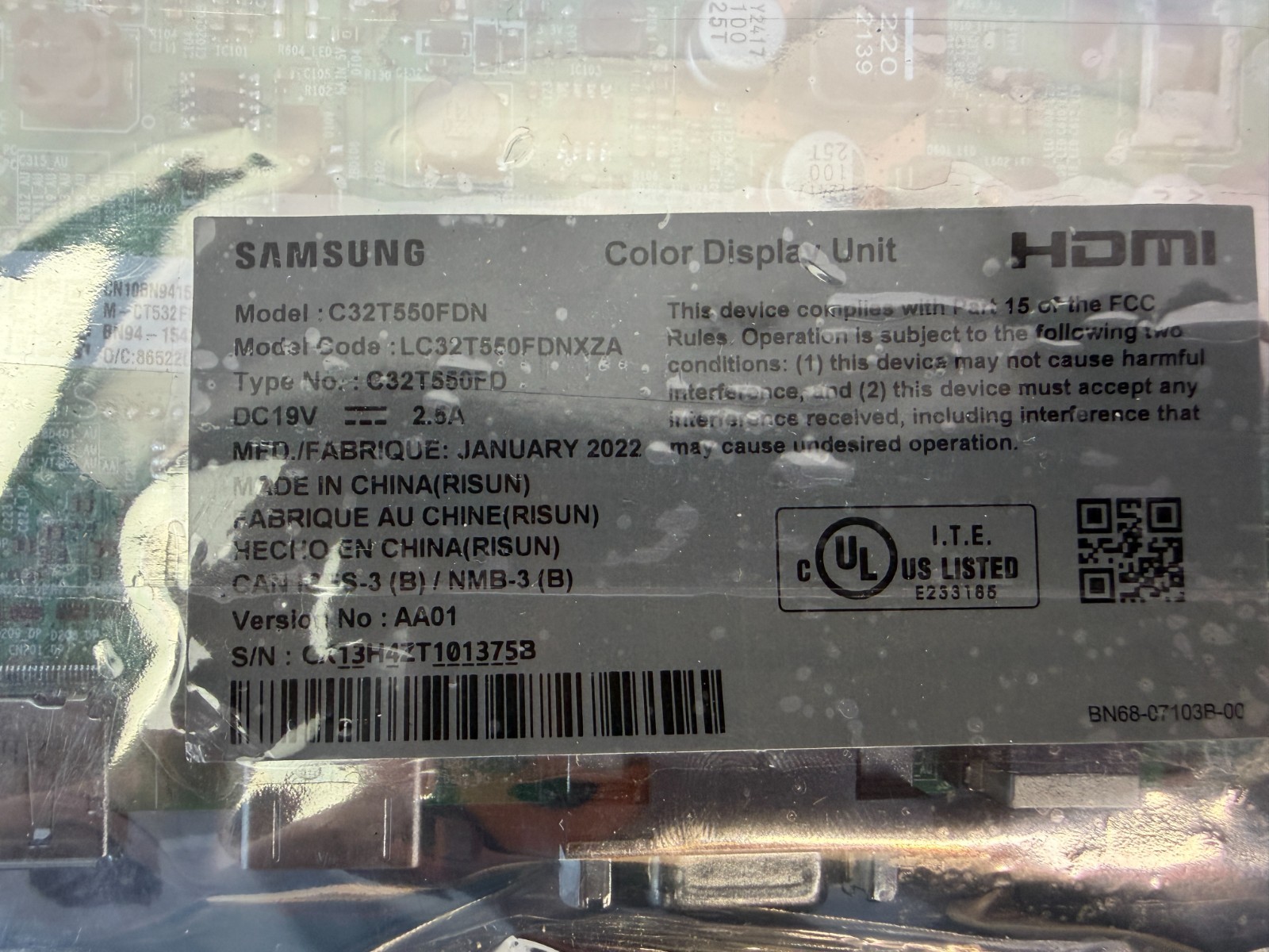 SAMSUNG C32T550FDN LC32T550FDNXZA C32T550FD MAIN BOARD MONITOR - Image 3