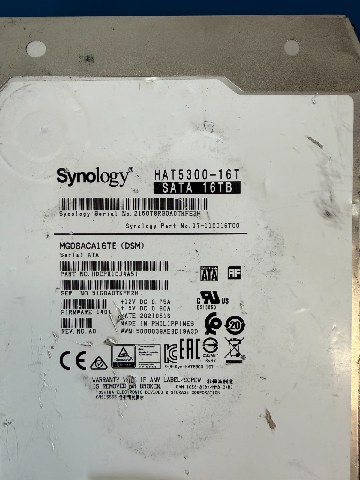 *DEFECTIVE* HAT5300-16T Synology 16TB 7200 RPM SATA 6Gb/s 3.5in HDD MG08ACA16TE - Image 2