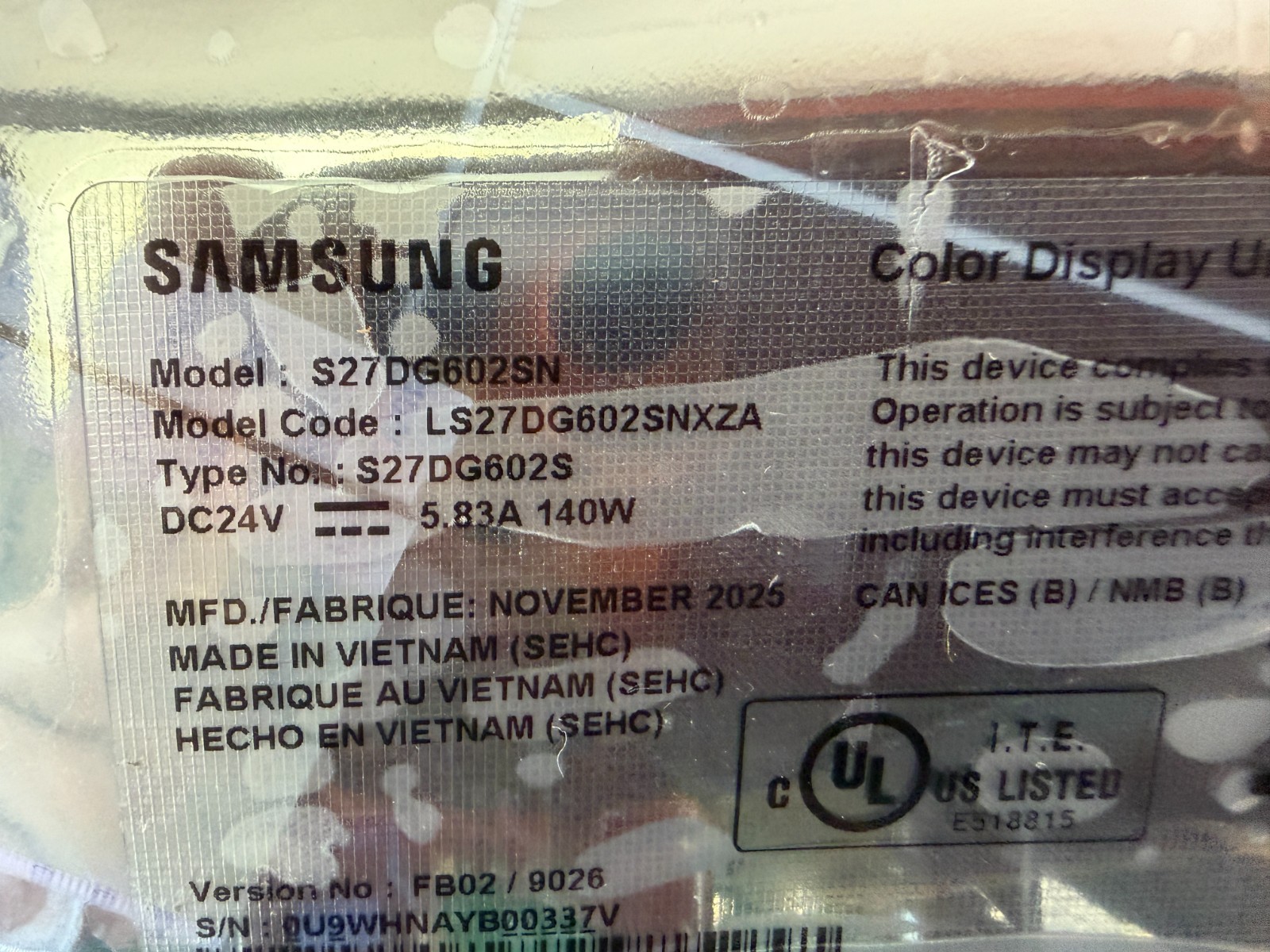 Samsung BN94-18407 BN41-03243 Main Board Odyssey G6 LS27DG602SN - Image 2