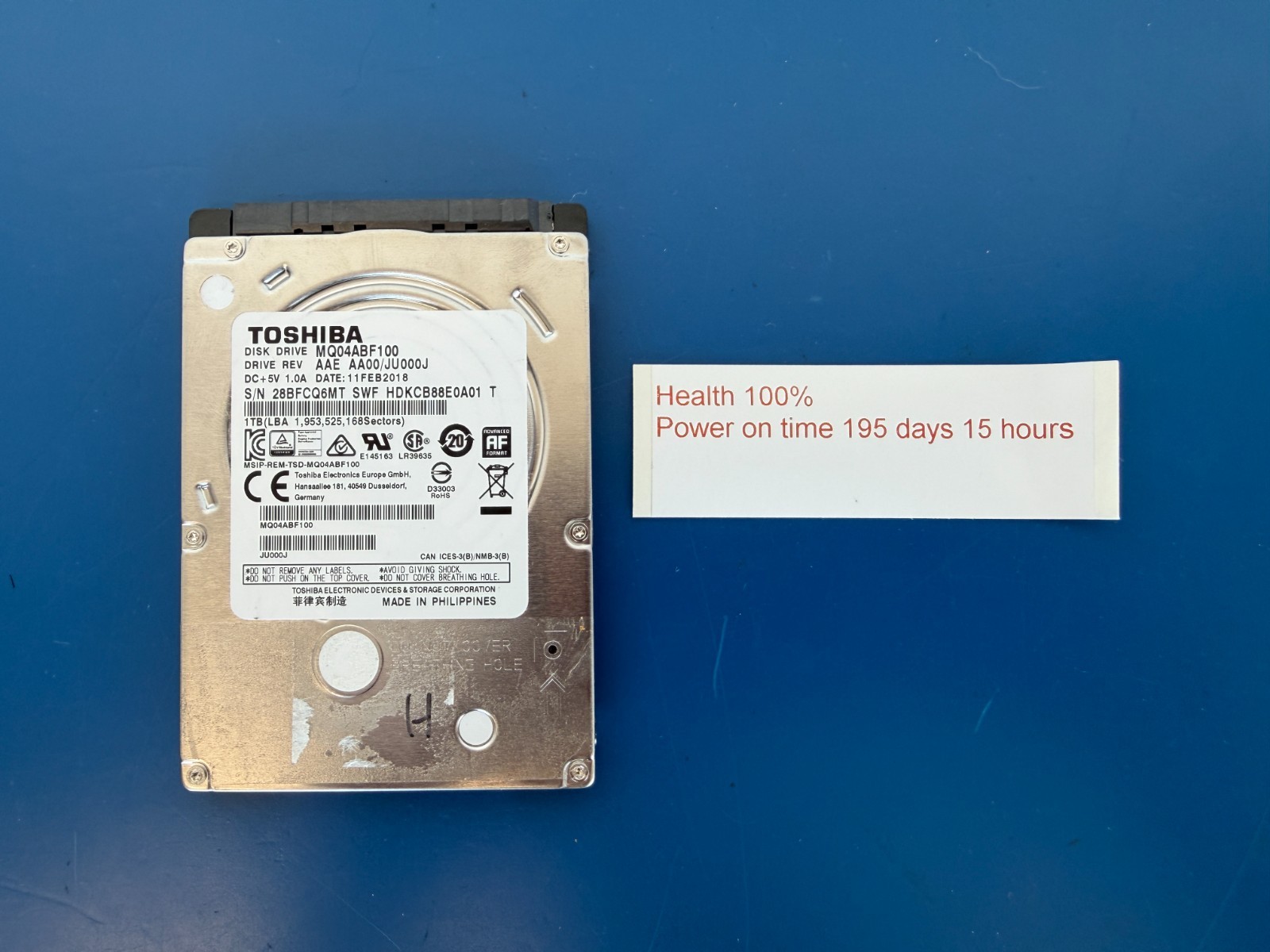 Toshiba HDD 1TB 2.5" MQ04ABF100 SATA III 5400RPM 128MB Catch 6Gb/s 7mm