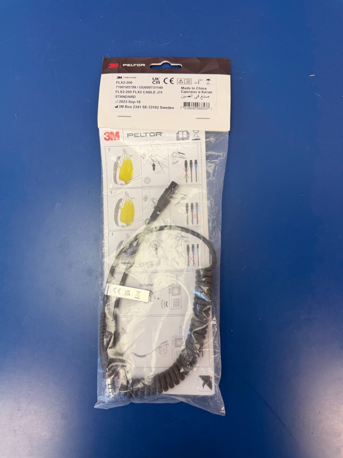 New 3M Peltor FLX2-200 J11 TP120 Plug Downlead Cable CH-3 Headsets - Image 2