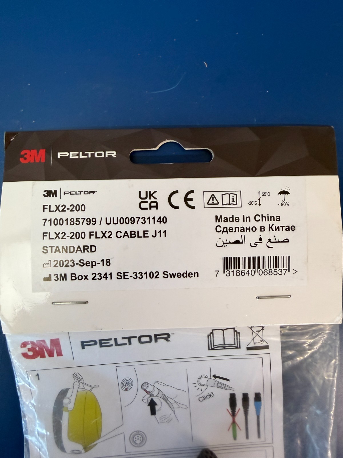 New 3M Peltor FLX2-200 J11 TP120 Plug Downlead Cable CH-3 Headsets - Image 3