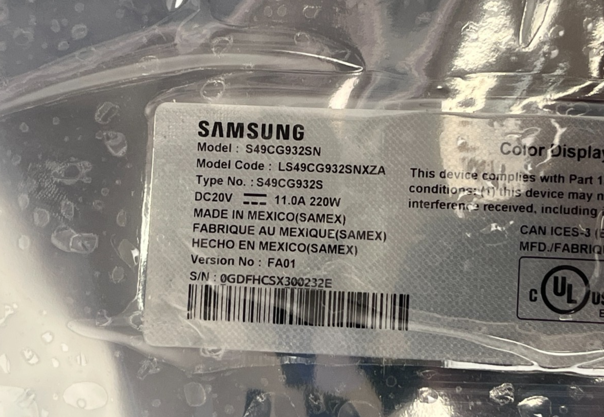SAMSUNG S49CG932SN LS49CG932SNXZA S49CG932S MONITOR MAIN BOARD LED SPEAKER T-CON - Image 2